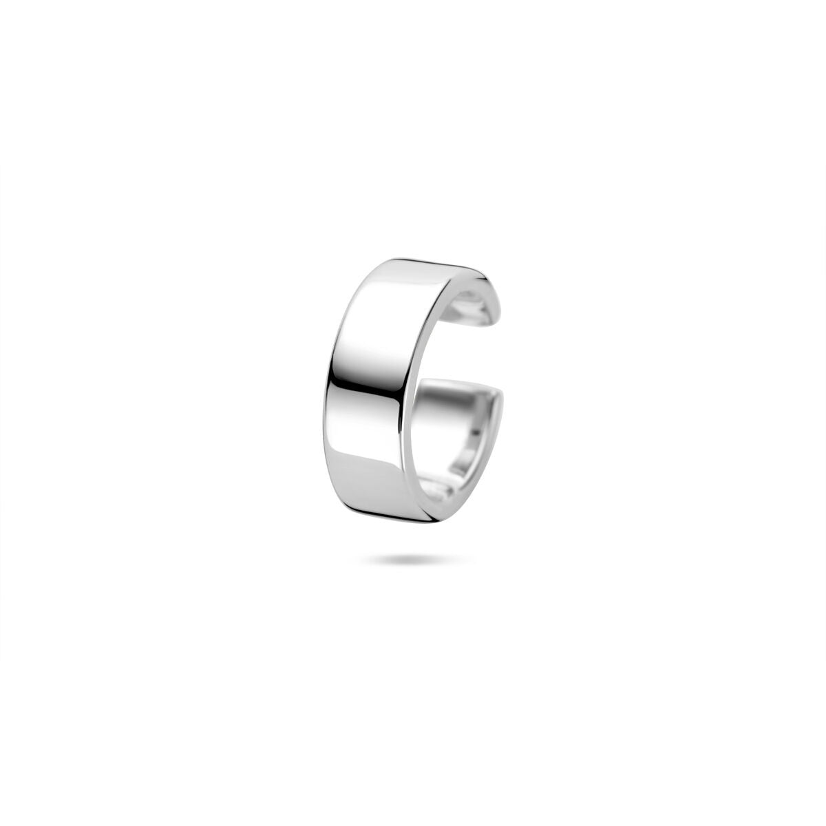 Gerhodinierter silberner Ear Cuff für Damen in rechteckiger Form, 13,5 x 4,5 mm