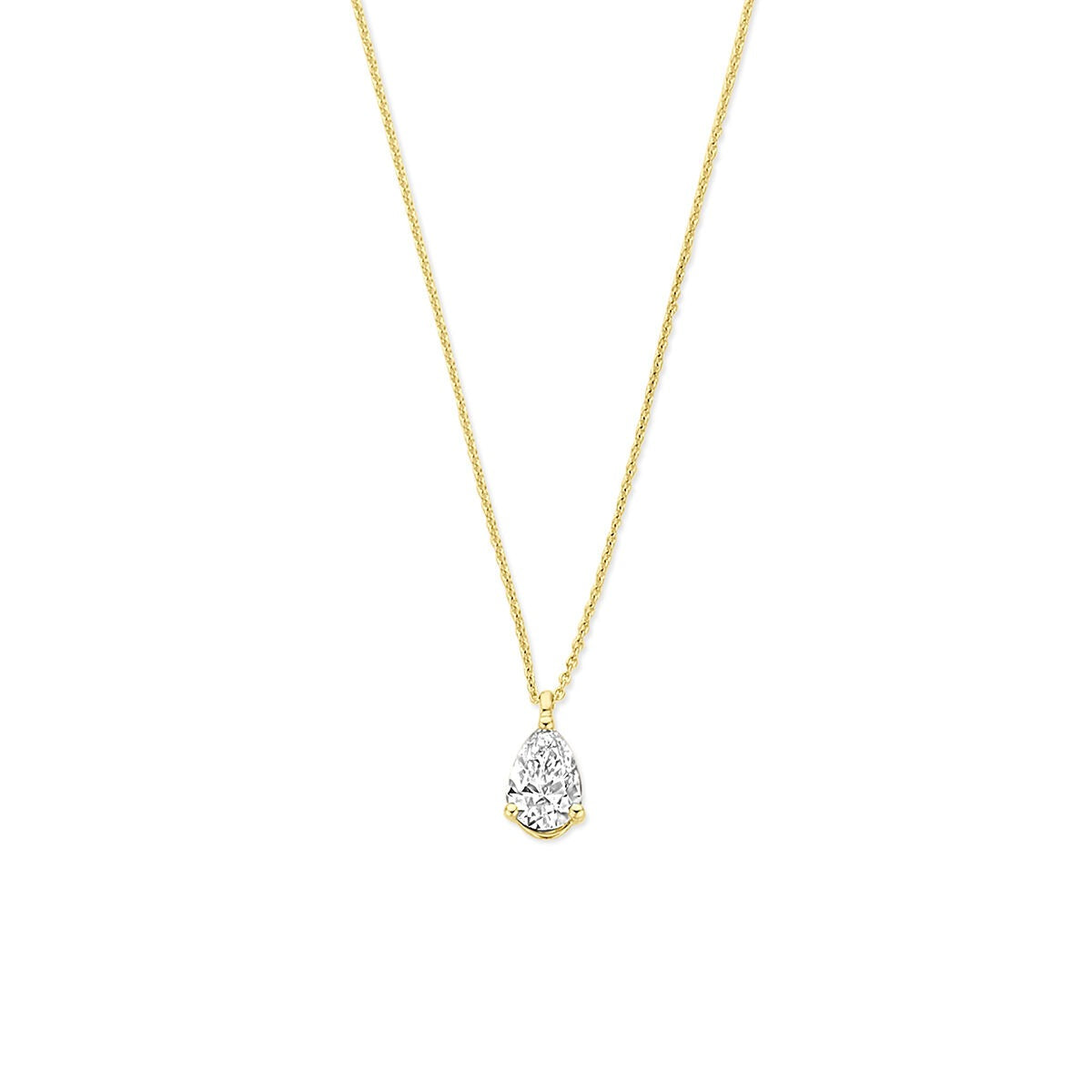 14k goldene Kette mit tropfenförmigem Anhänger und lab-grown Diamant