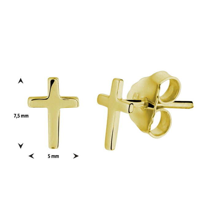 Kreuz-Ohrstecker 1 Mikron Silber vergoldet (gelb)