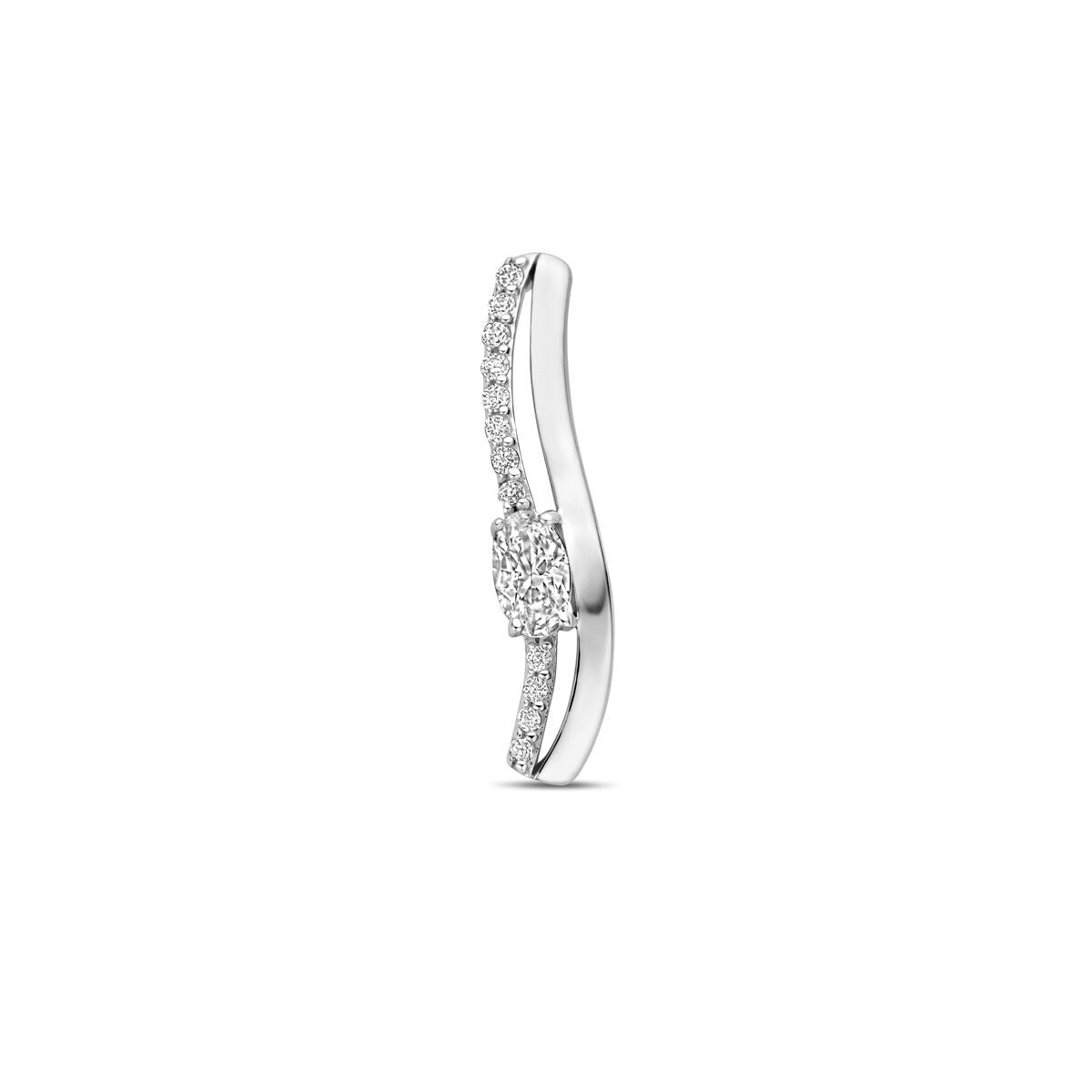 Hänger aus rhodiniertem 925 Silber in Stabform mit Zirkonia, 21 mm hoch
