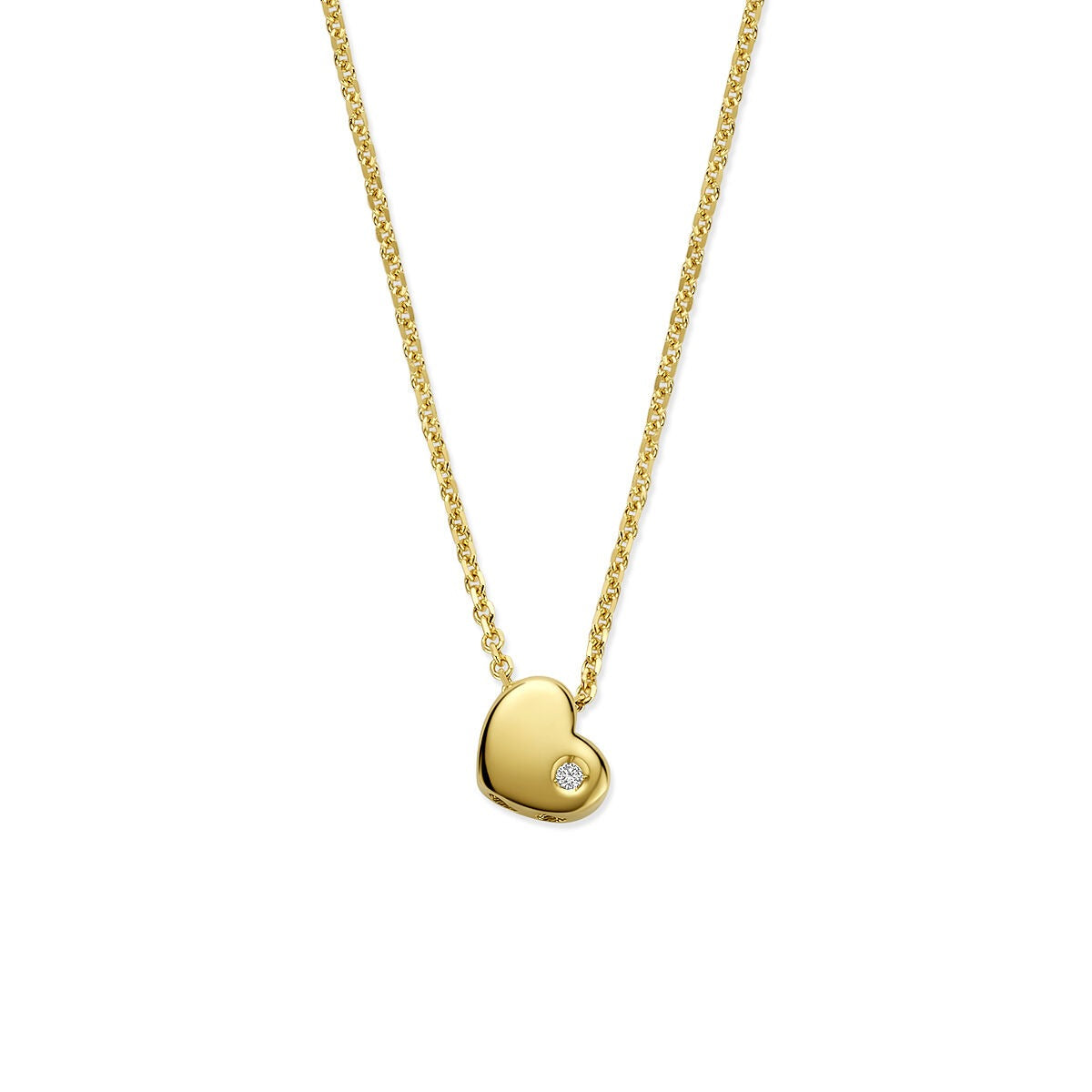 Kinder-Collier aus 14k Gelbgold mit herzförmigem Anhänger und lab-grown Diamant
