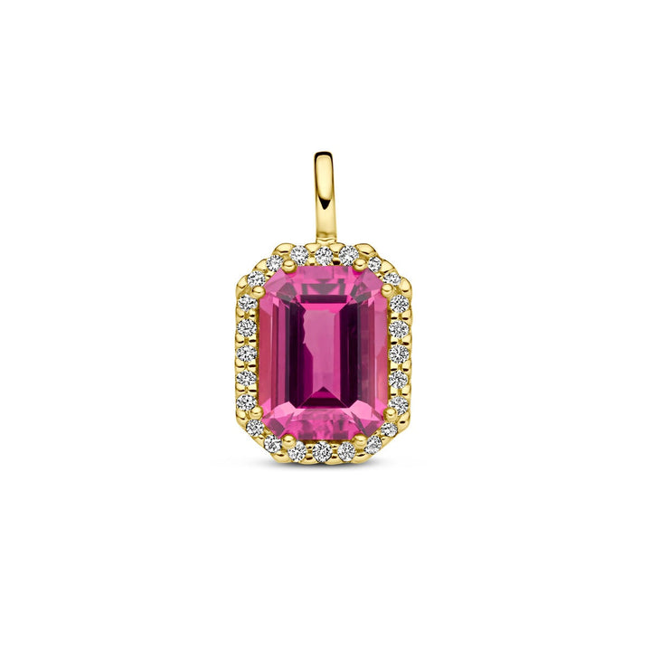 Anhänger rosa Turmalin und Diamant 0,10 ct h SI 14 K Gelbgold