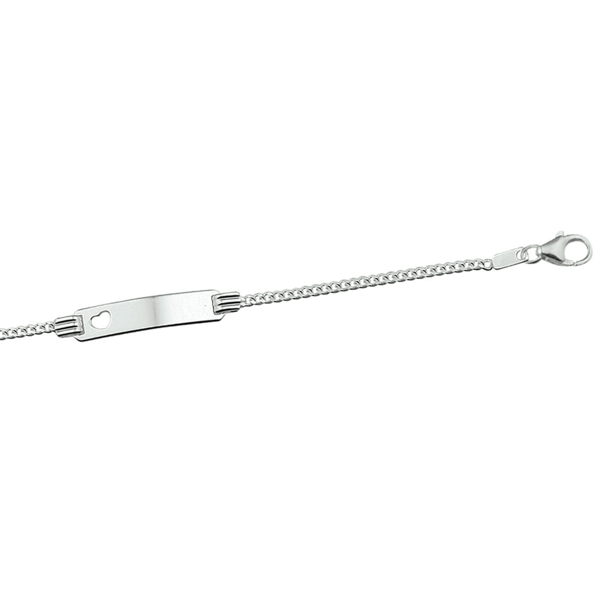 Gravurarmband Herz Panzerplatte 4,8 mm Silber rhodiniert