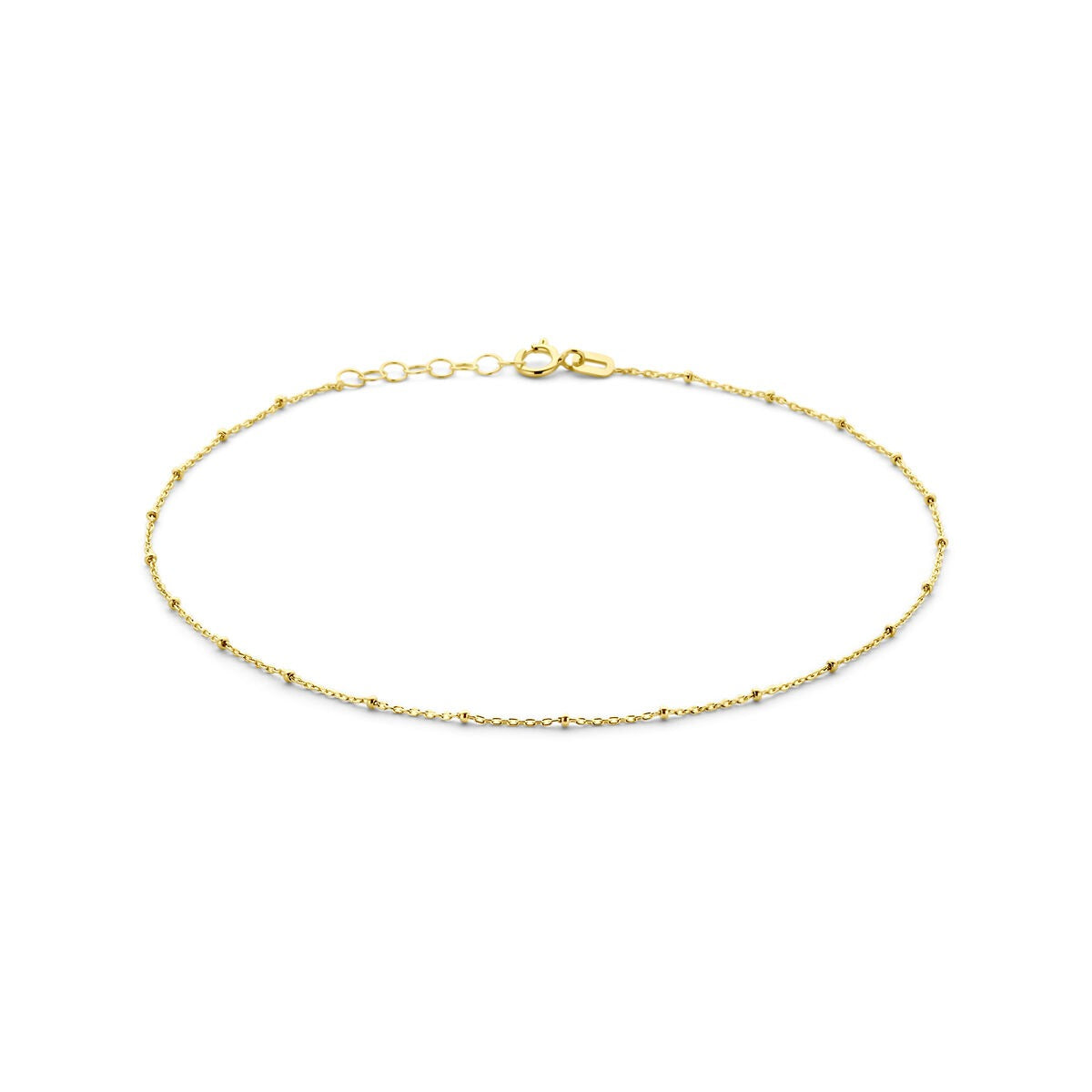 Verstellbares 14k Gelbgold-Armband mit kleinen Kugeln, Länge von 24 bis 26 cm
