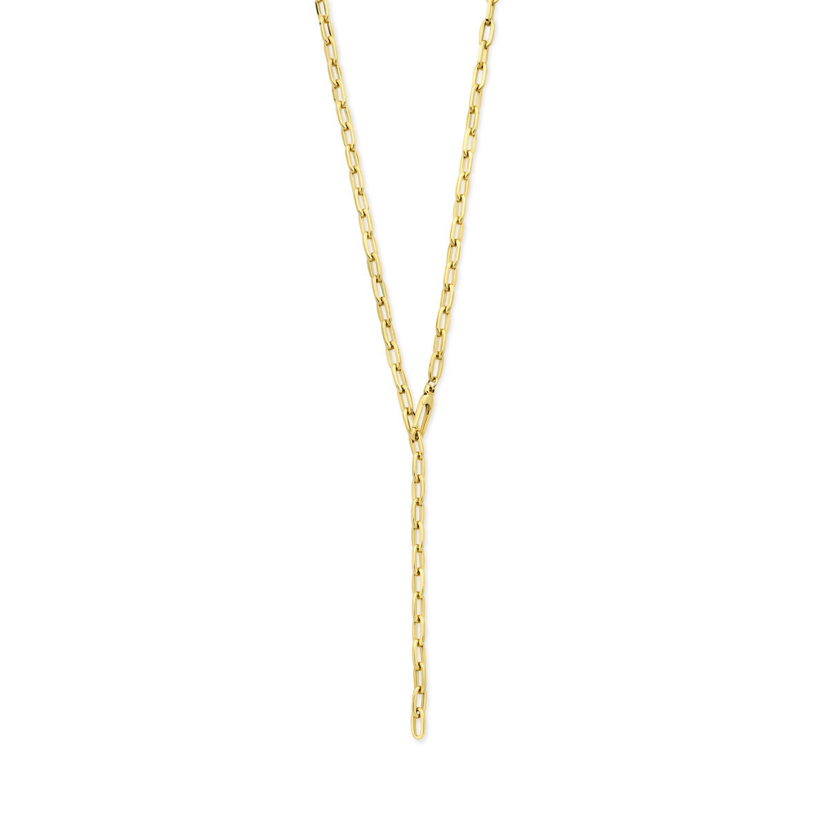 Y-Collier aus 14k Gelbgold mit Ankerkette und modernem Design