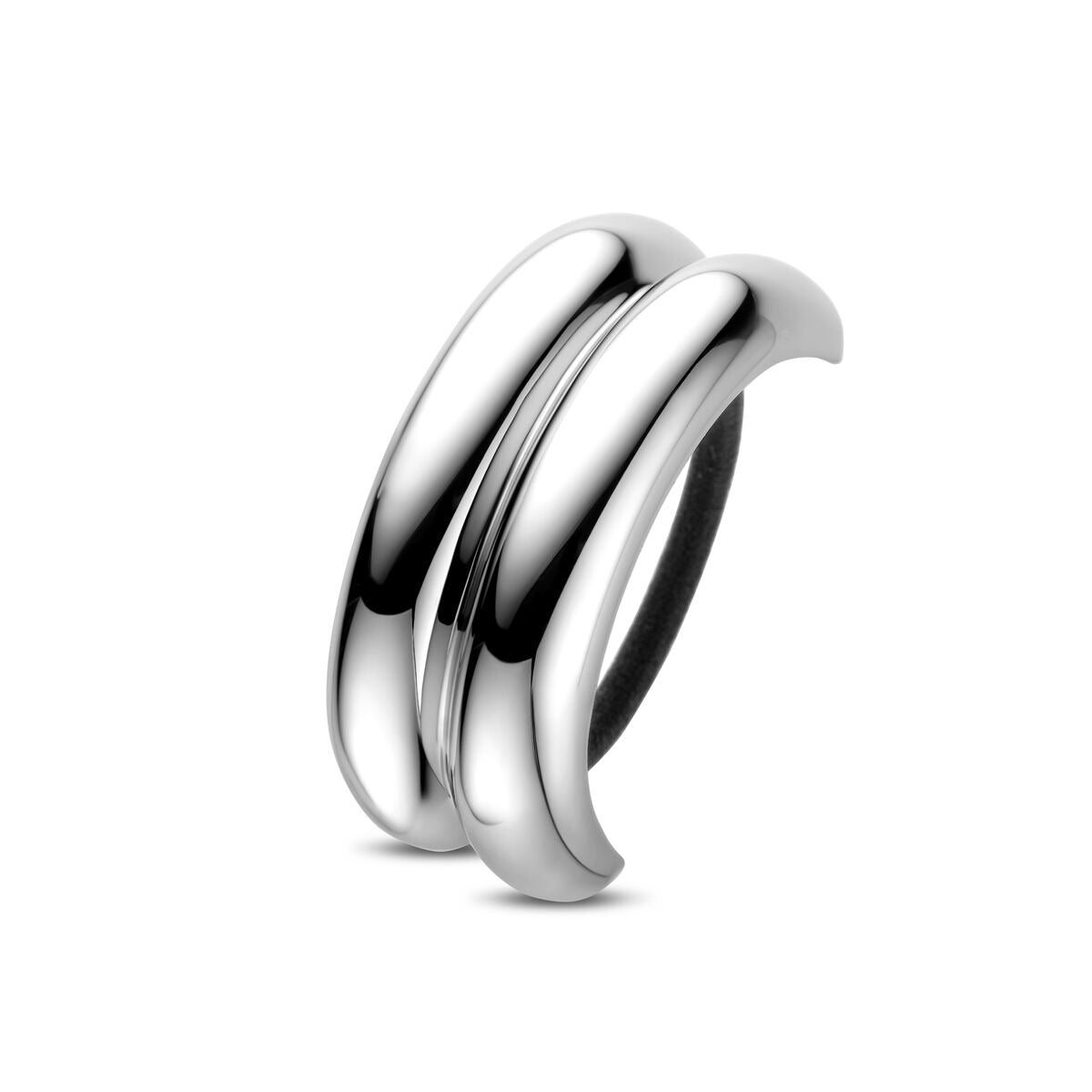 Zilberner Haar-Cuff für Damen mit glatter Oberfläche und geschwungenem Design, 76x32mm