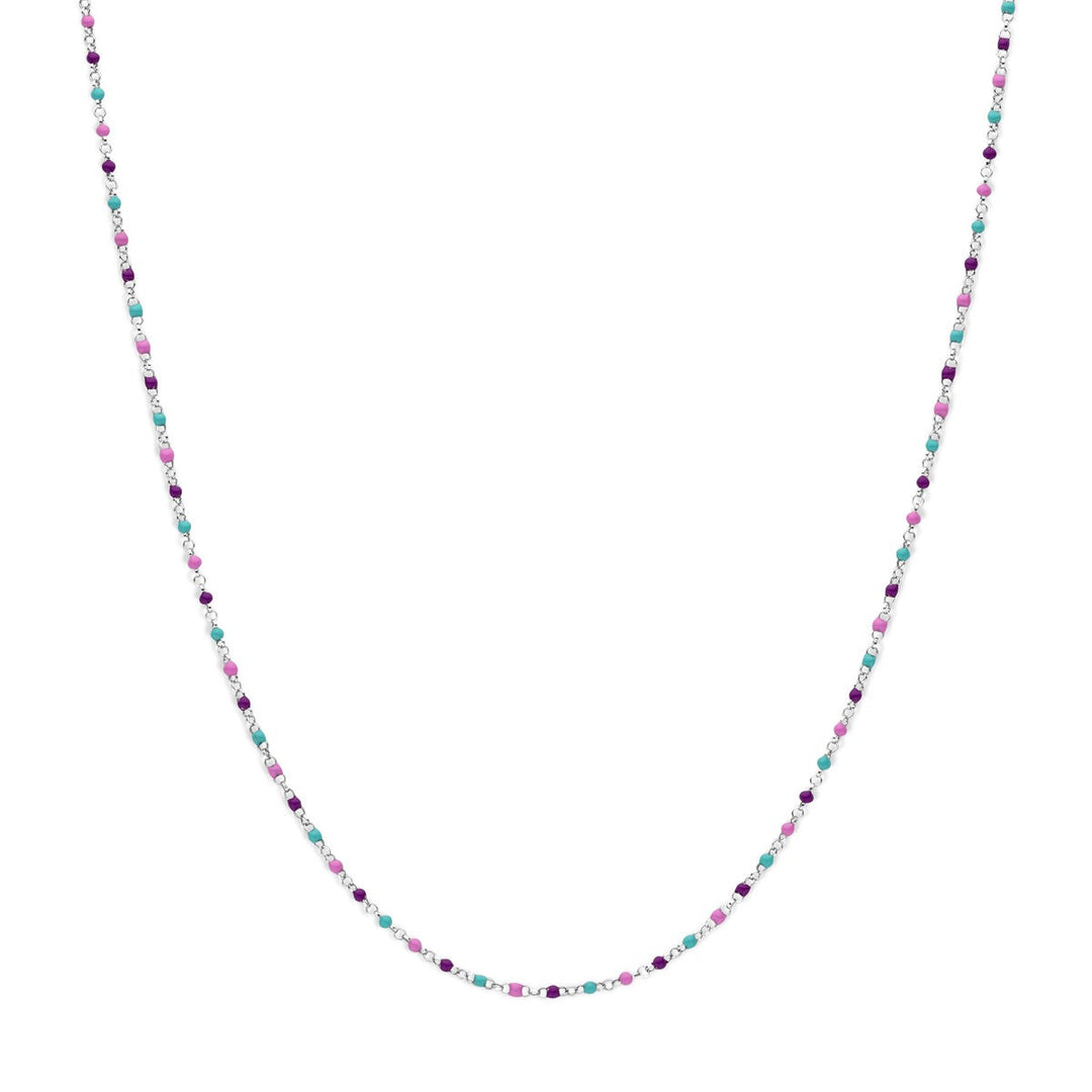 Halskette Kugeln aus farbigem Email 36 + 4 cm Silber rhodiniert