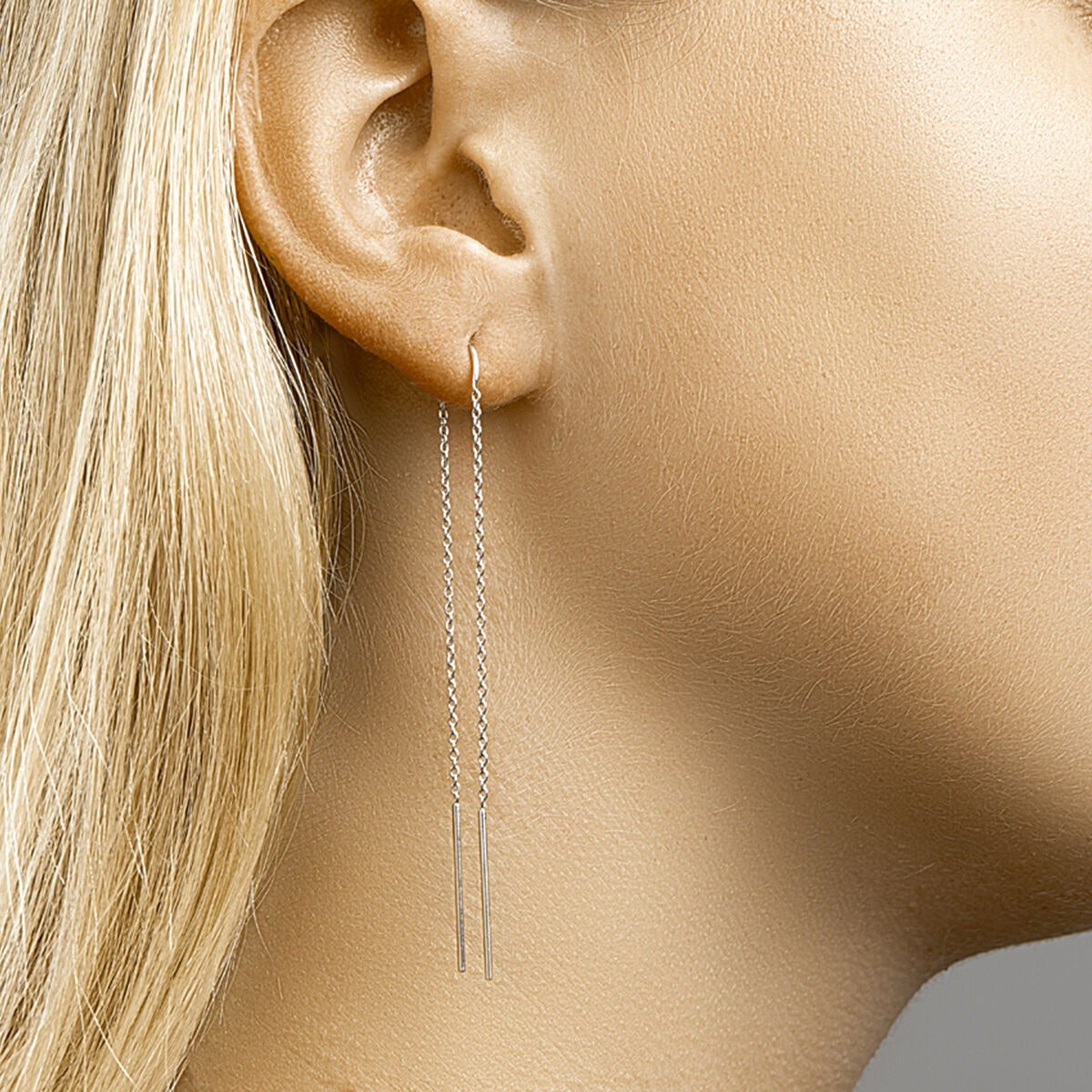 Silberne Durchzieher – rhodiniert, Stab-Design
