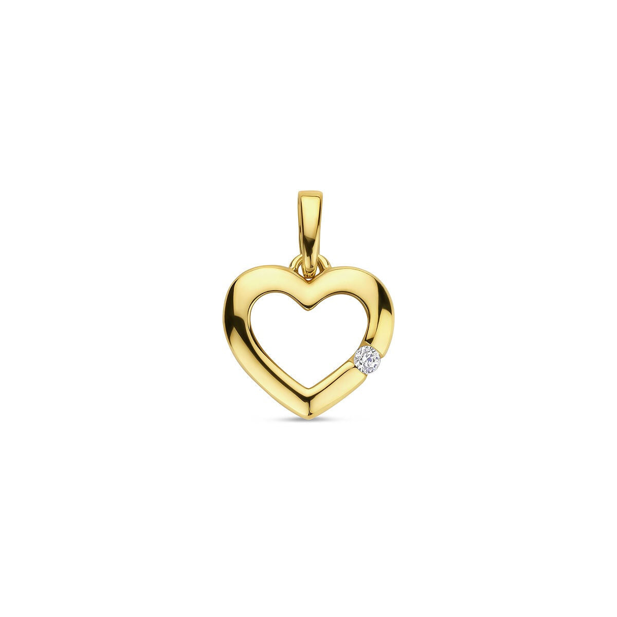 Hänger aus 14k Gelbgold in Herzform mit Zirkonia-Stein