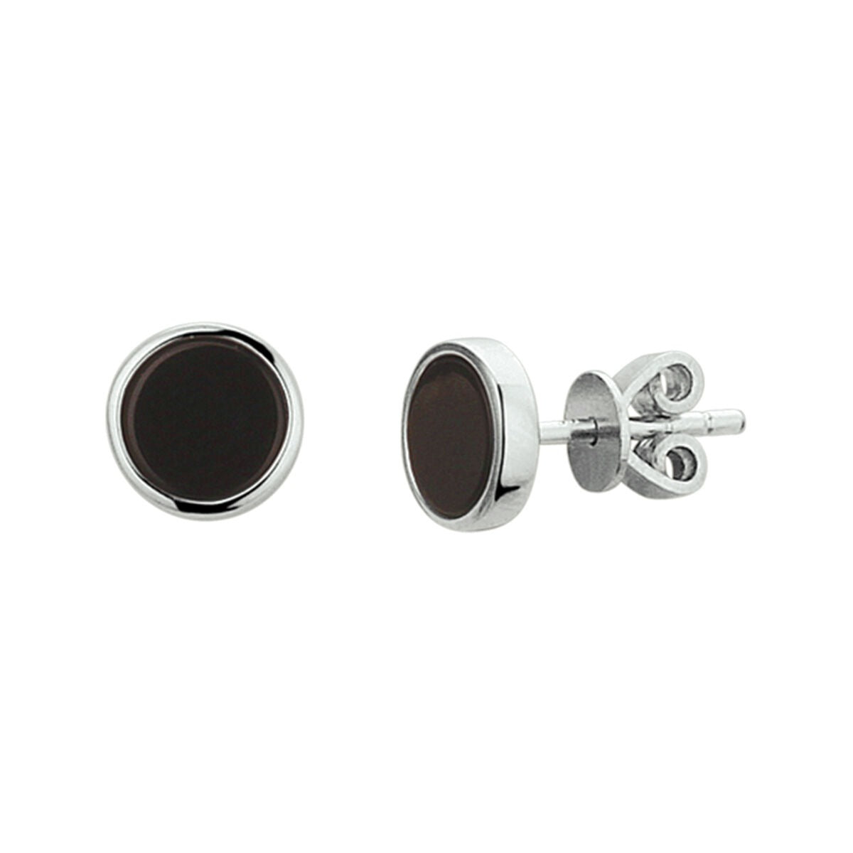 Silberne Ohrstecker mit schwarzem Onyx und rhodiniertem 925er Silber