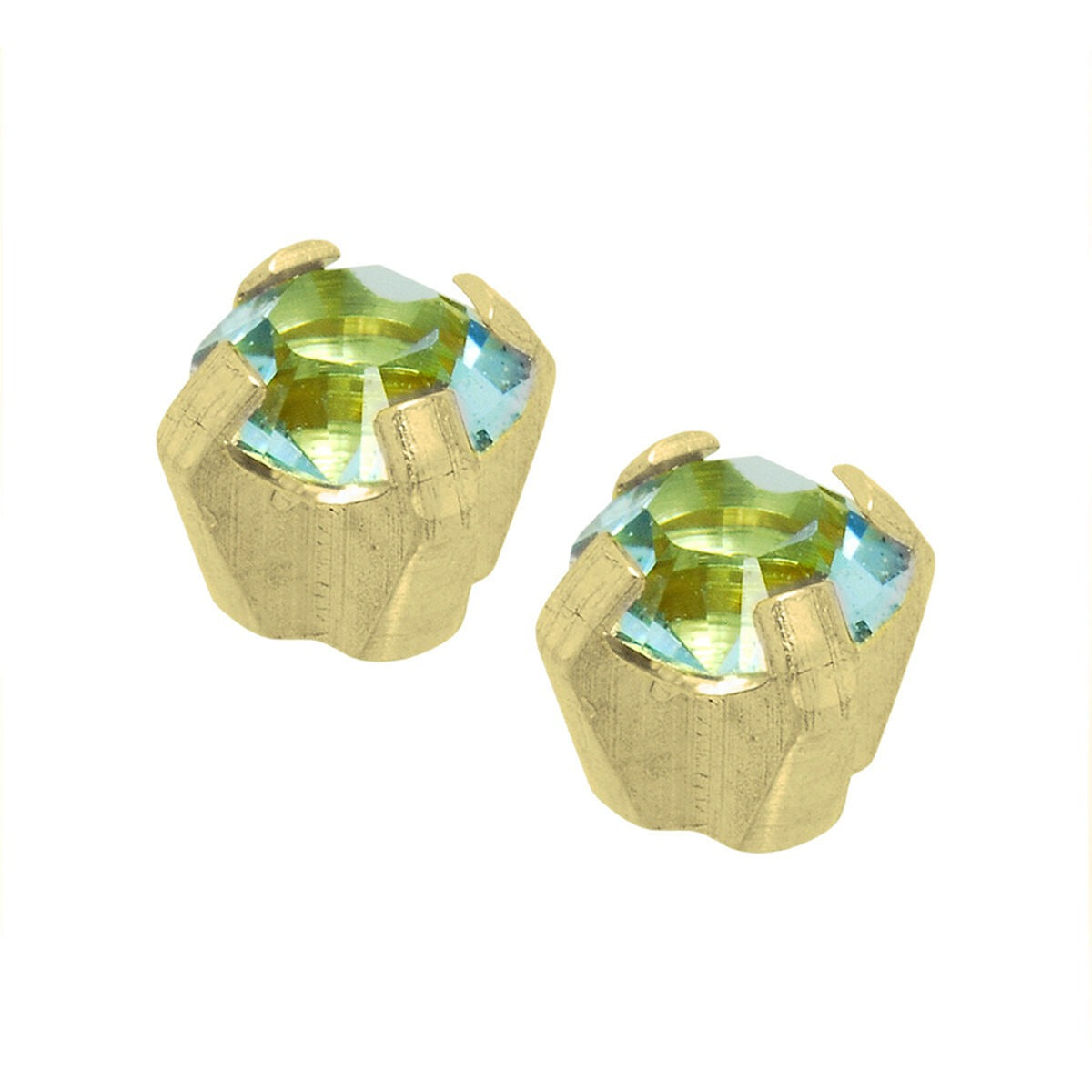 Schietknöpfe mit blauen Zirkonia in goldfarbener Fassung, geeignet für Push-Through-System