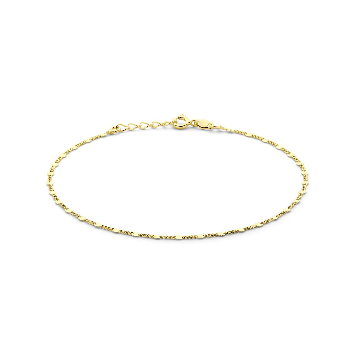 Vergoldetes Silberarmband mit Platten- und Röhrchen-Gliedern, 24 bis 26 cm lang, 2,3 mm breit
