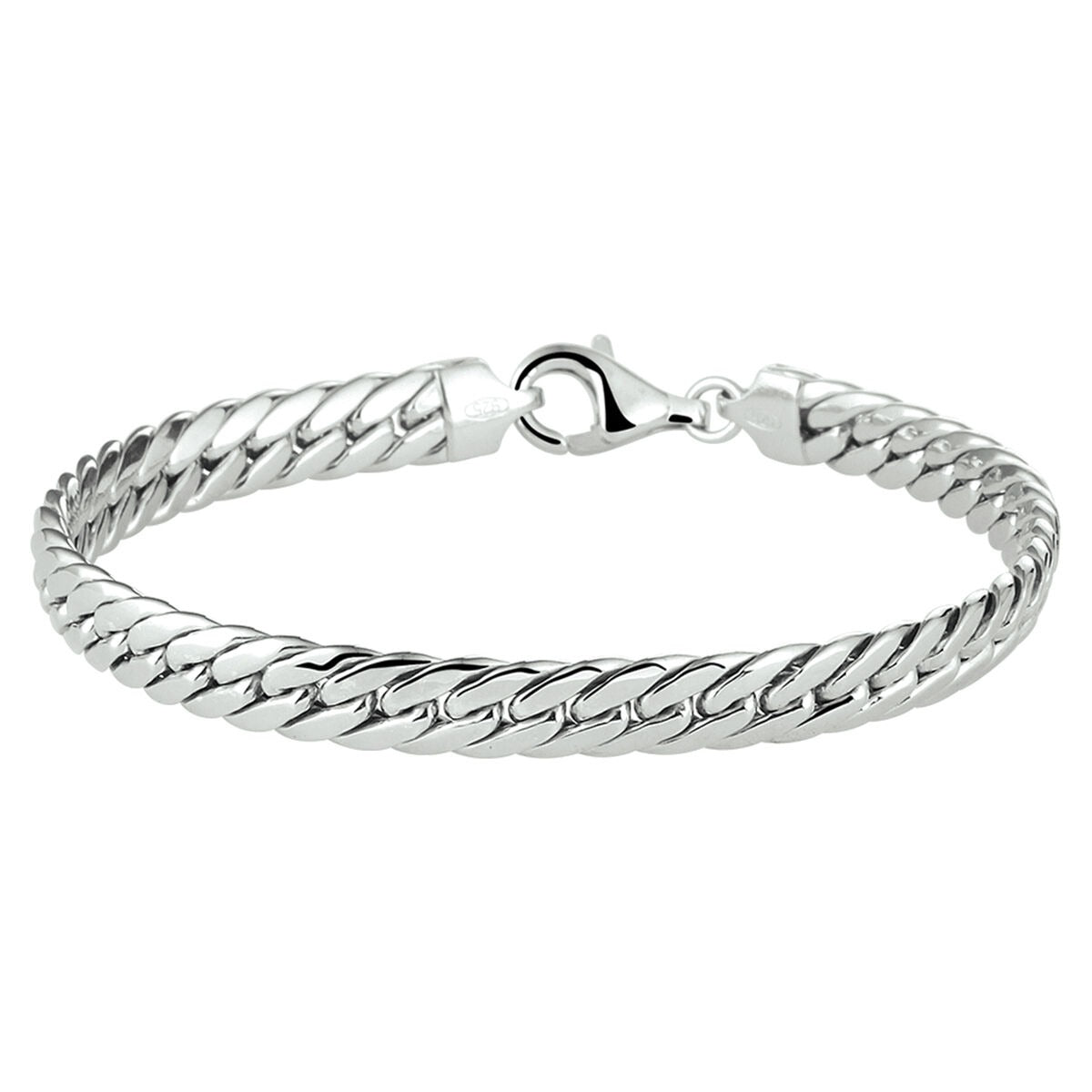 Silberne Gourmette-Armband aus rhodiniertem 925er Silber mit Karabinerverschluss