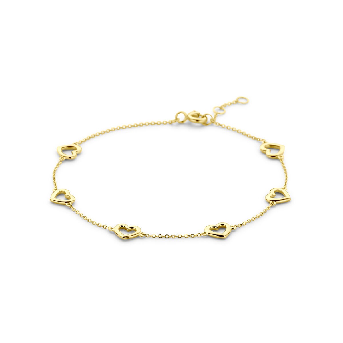 Verstellbares Armband aus 14k Gelbgold mit herzförmigen Elementen