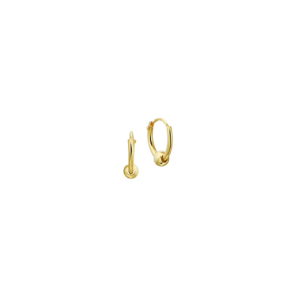 14k gelbgoldene Klappohrringe mit runder Kugel