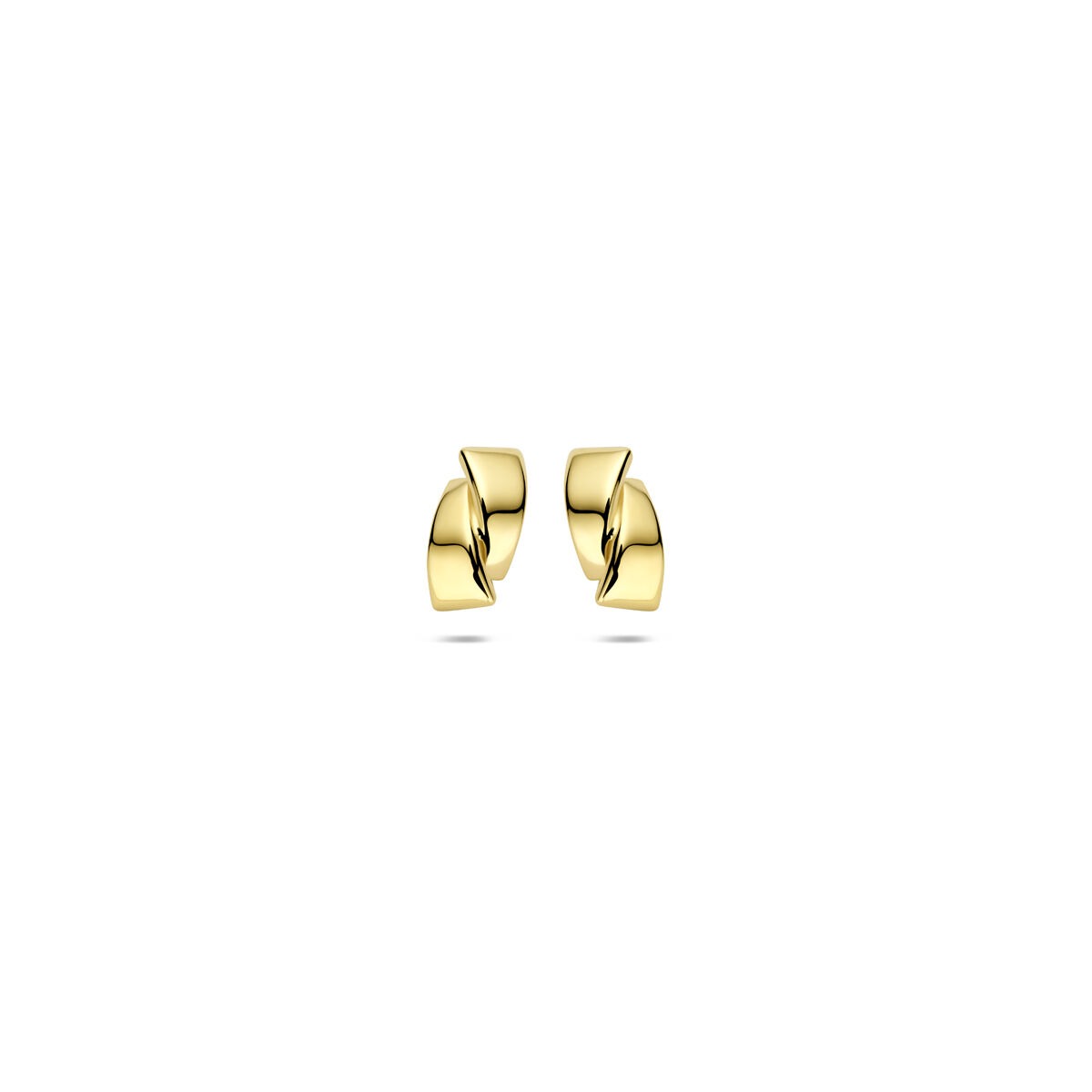 Ohrstecker aus 14k Gelbgold mit modernem, stilvollem Design und glatter Oberfläche