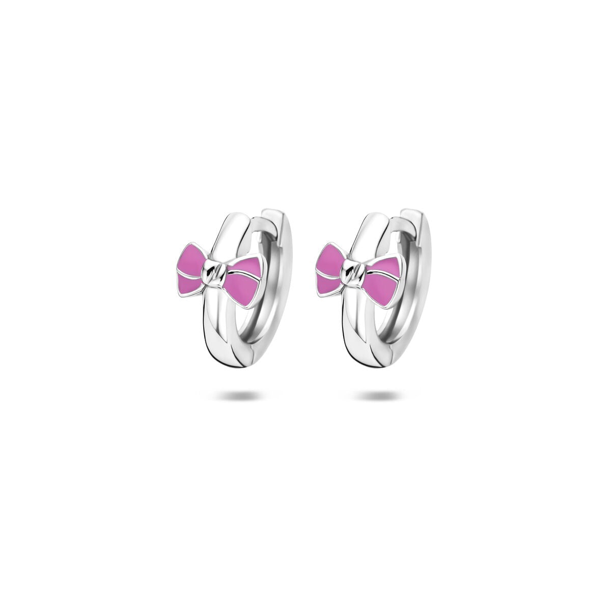 Silberne Klapp-Ohrringe mit rosa Schleife, rhodiniert, aus 925er Silber