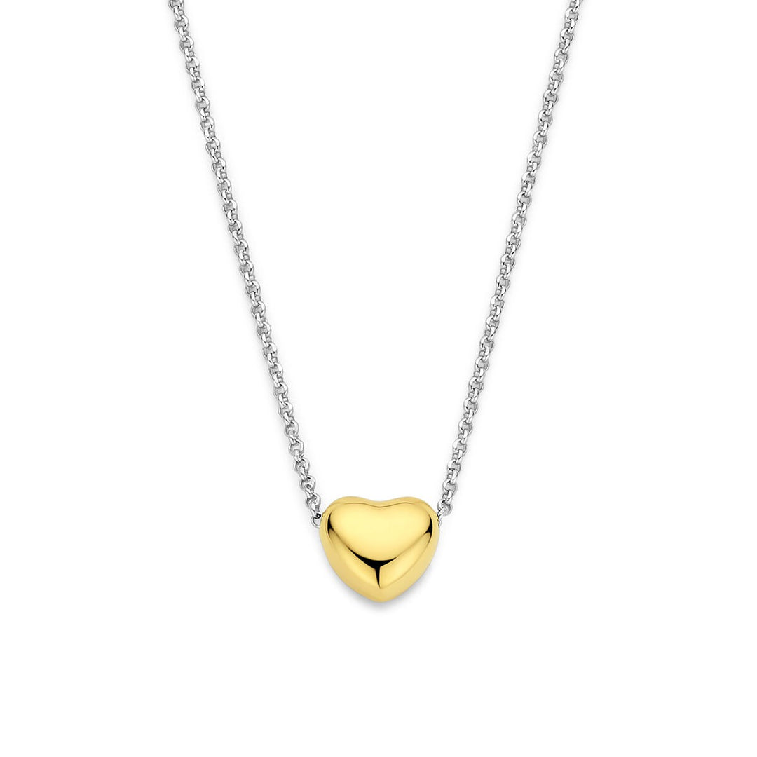 Gerhodineerd zilveren collier met verguld hartje