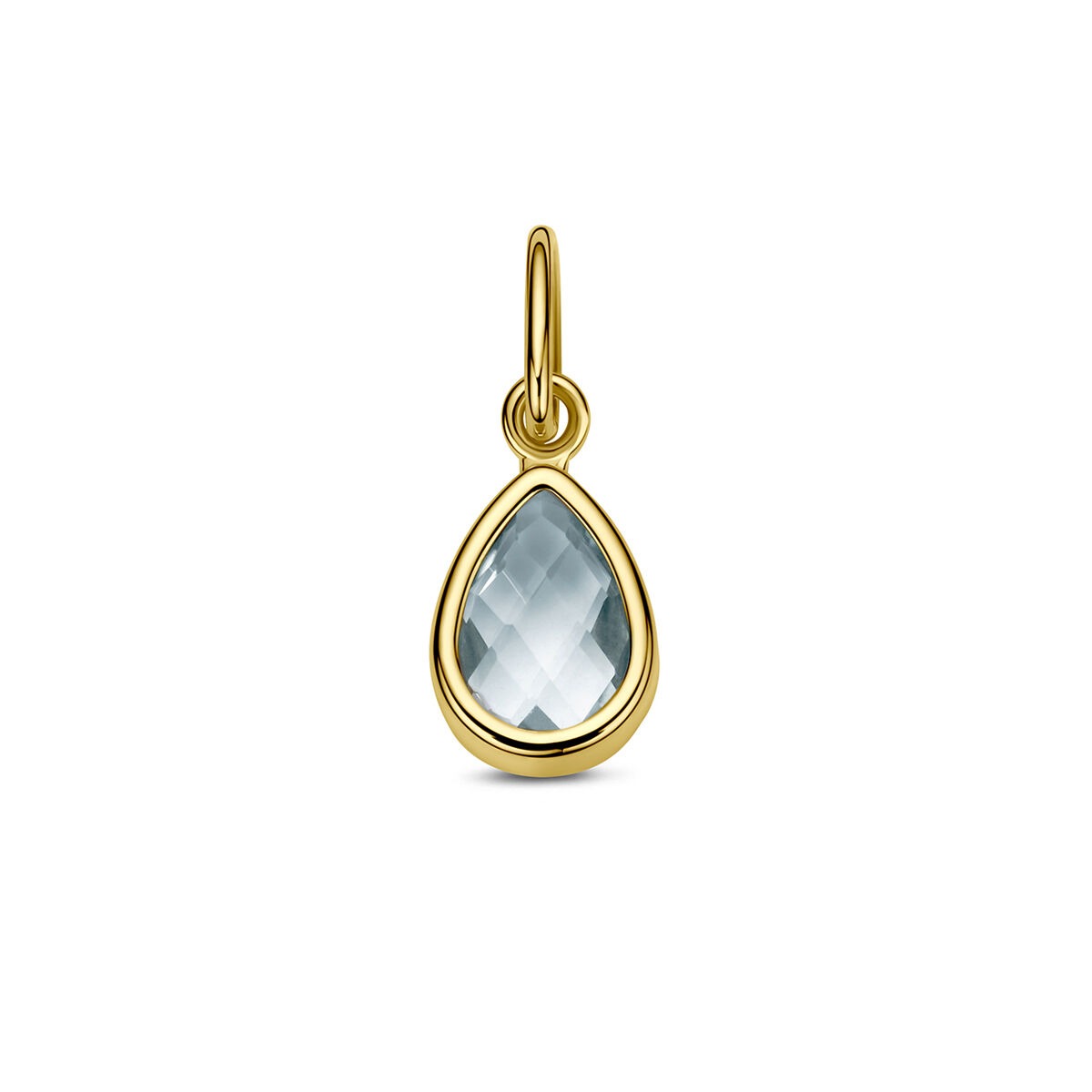 Hänger aus 14k Gelbgold mit tropfenförmigem, blauem Topas