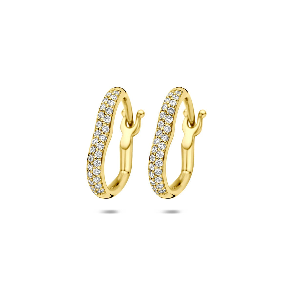 14k goldene Ohrhänger in Herzform mit Diamanten besetzt