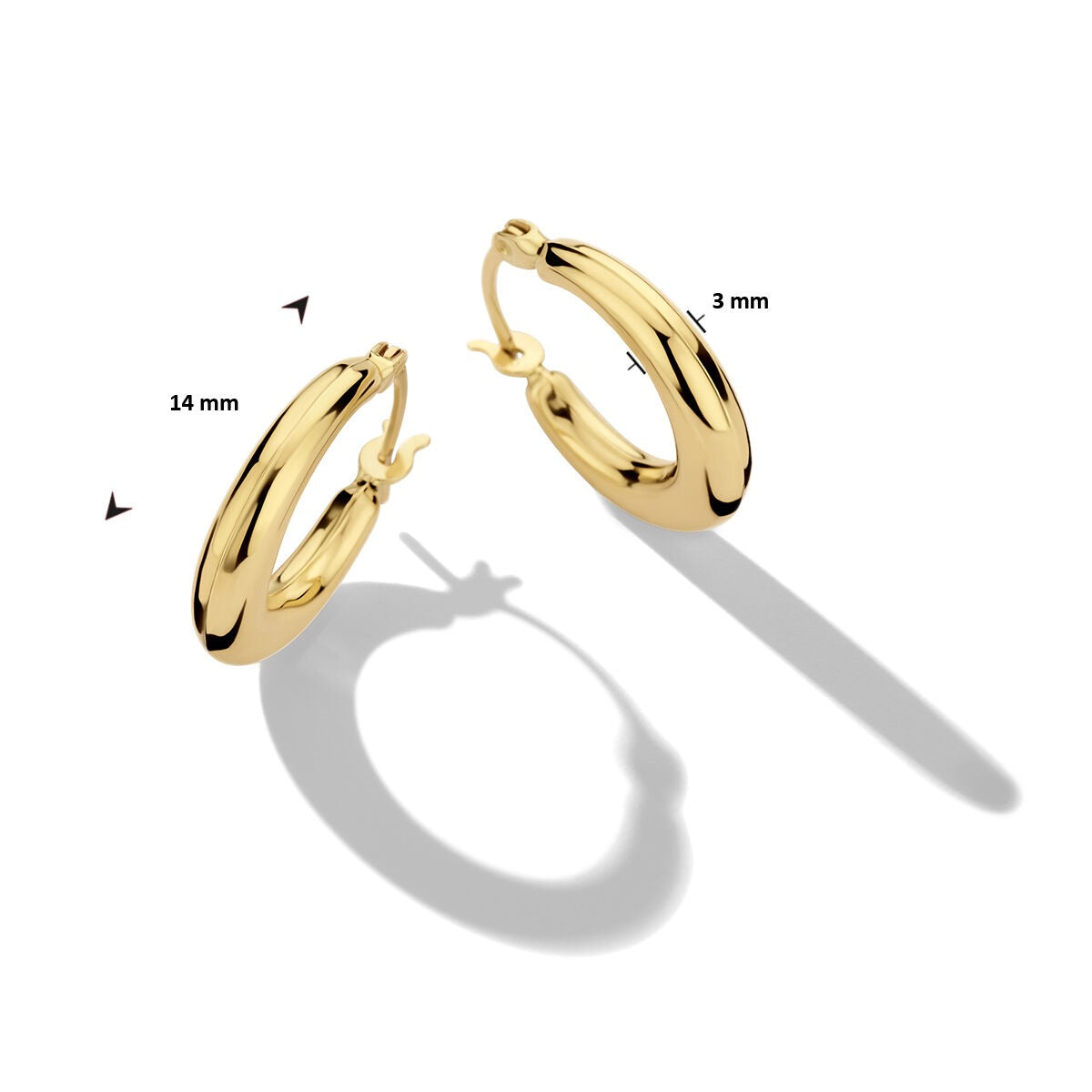 14k Gelbgold Ohrringe 14 mm