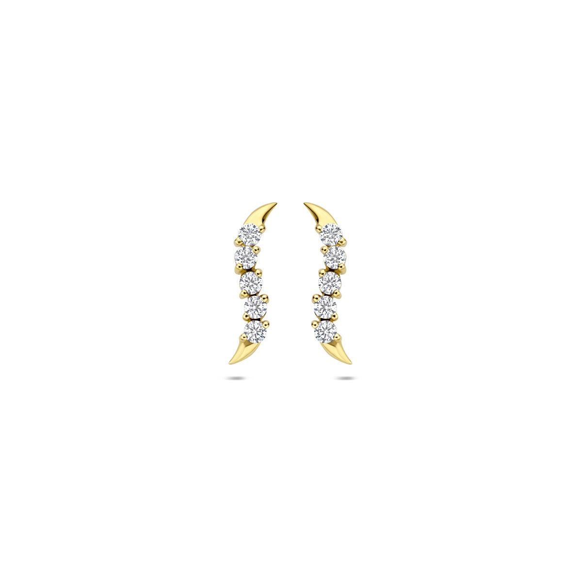 9k gelbgoldene Ohrstecker mit Zirkonia in geschwungener Form