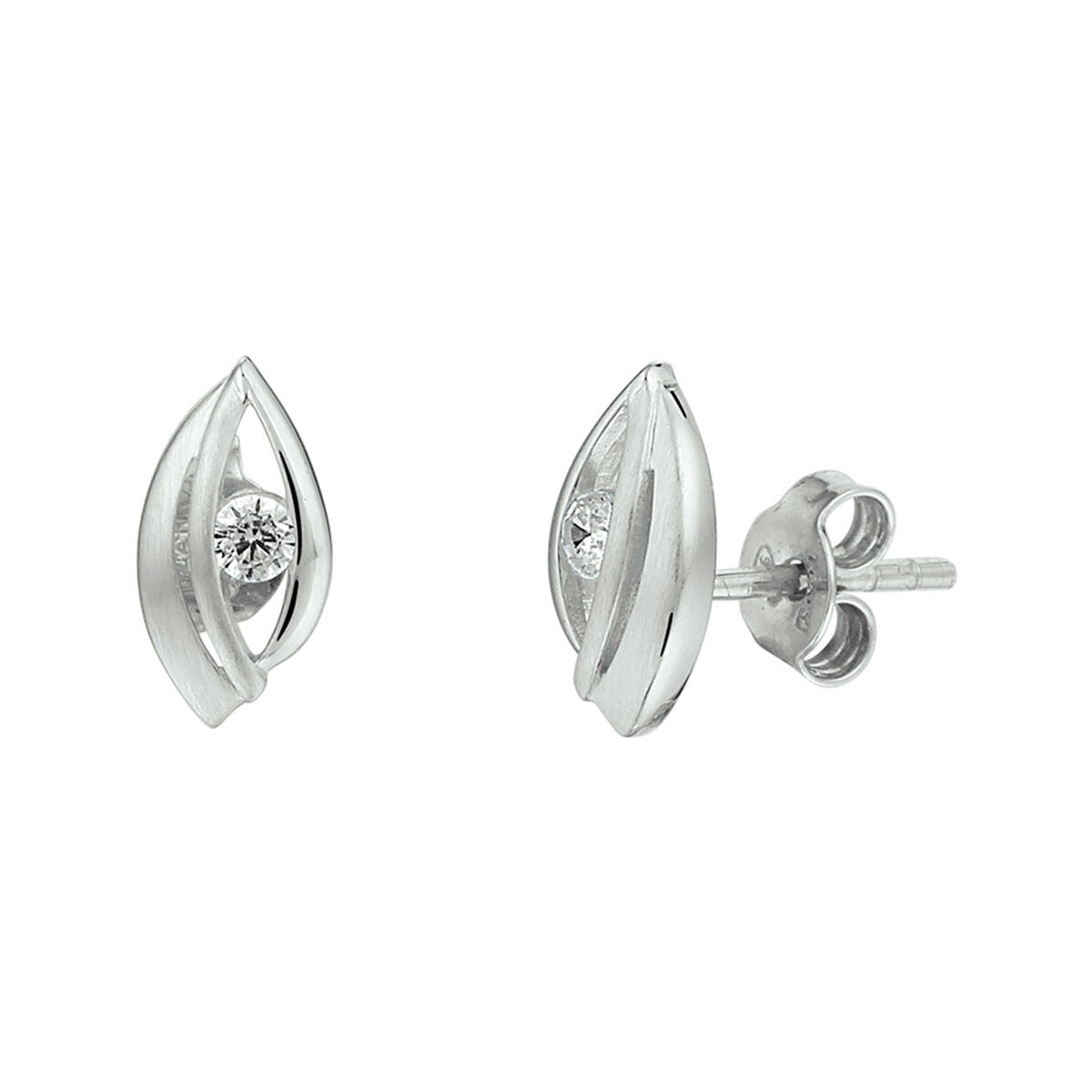 Ohrstecker aus rhodiniertem 925er Silber mit Zirkonia, in tropfenförmigem Design