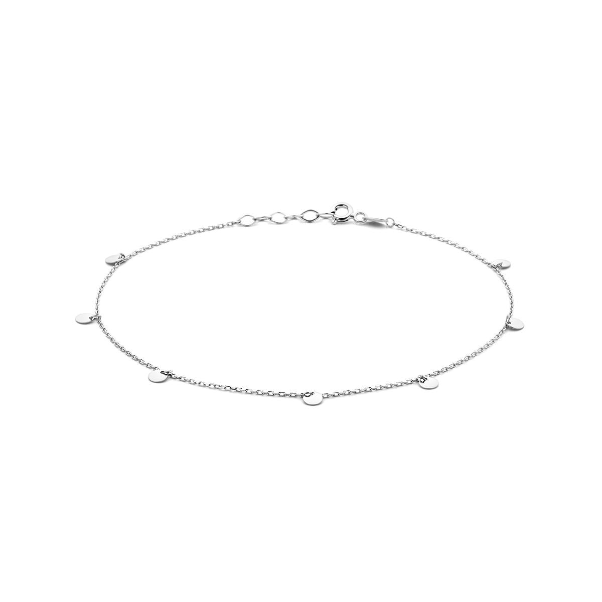 925 rhodiniertes Silberankelband mit runden Elementen und feiner Kette