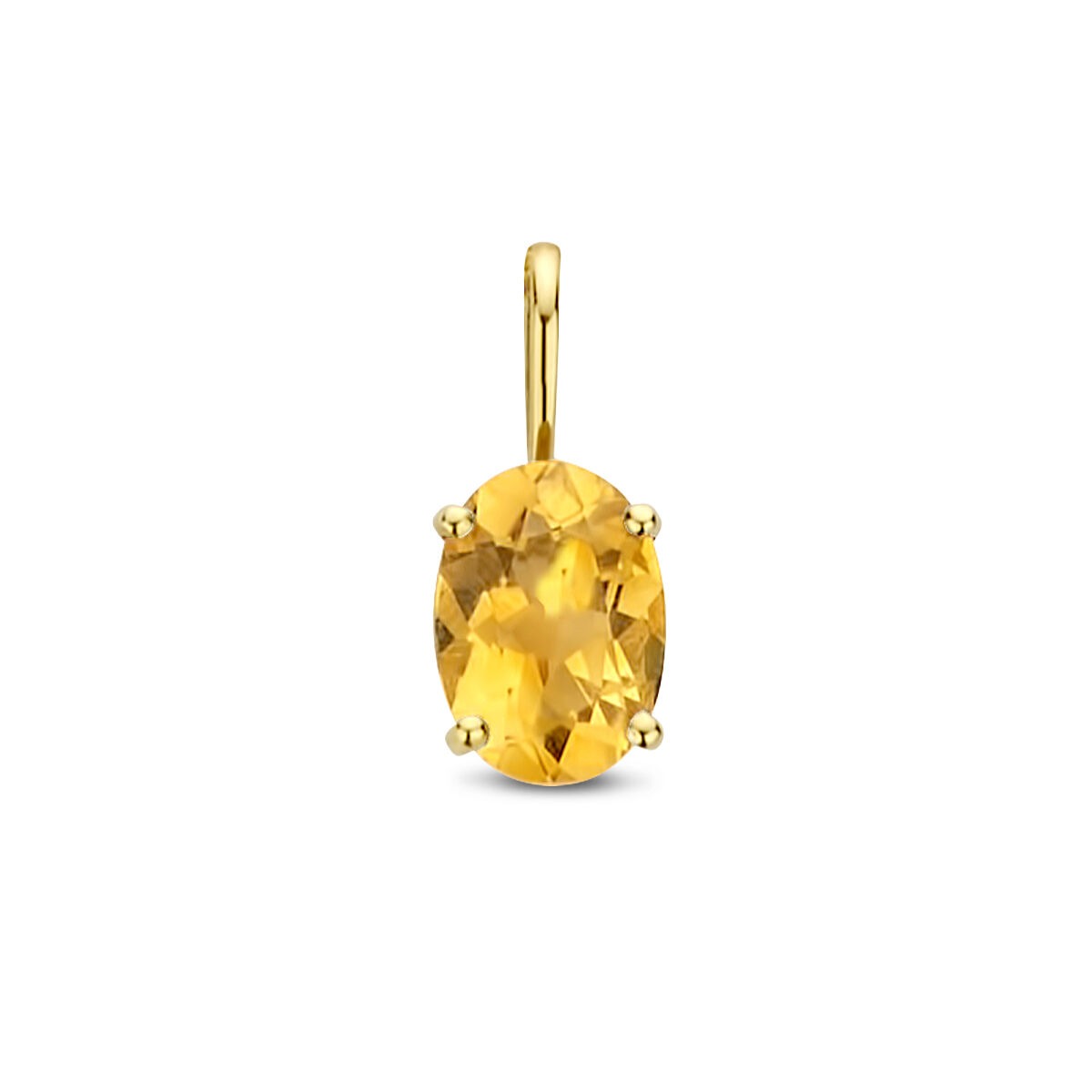 Ovaler Citrin in einer 14k gelbgoldenen Fassung mit vier Krappenhalterungen