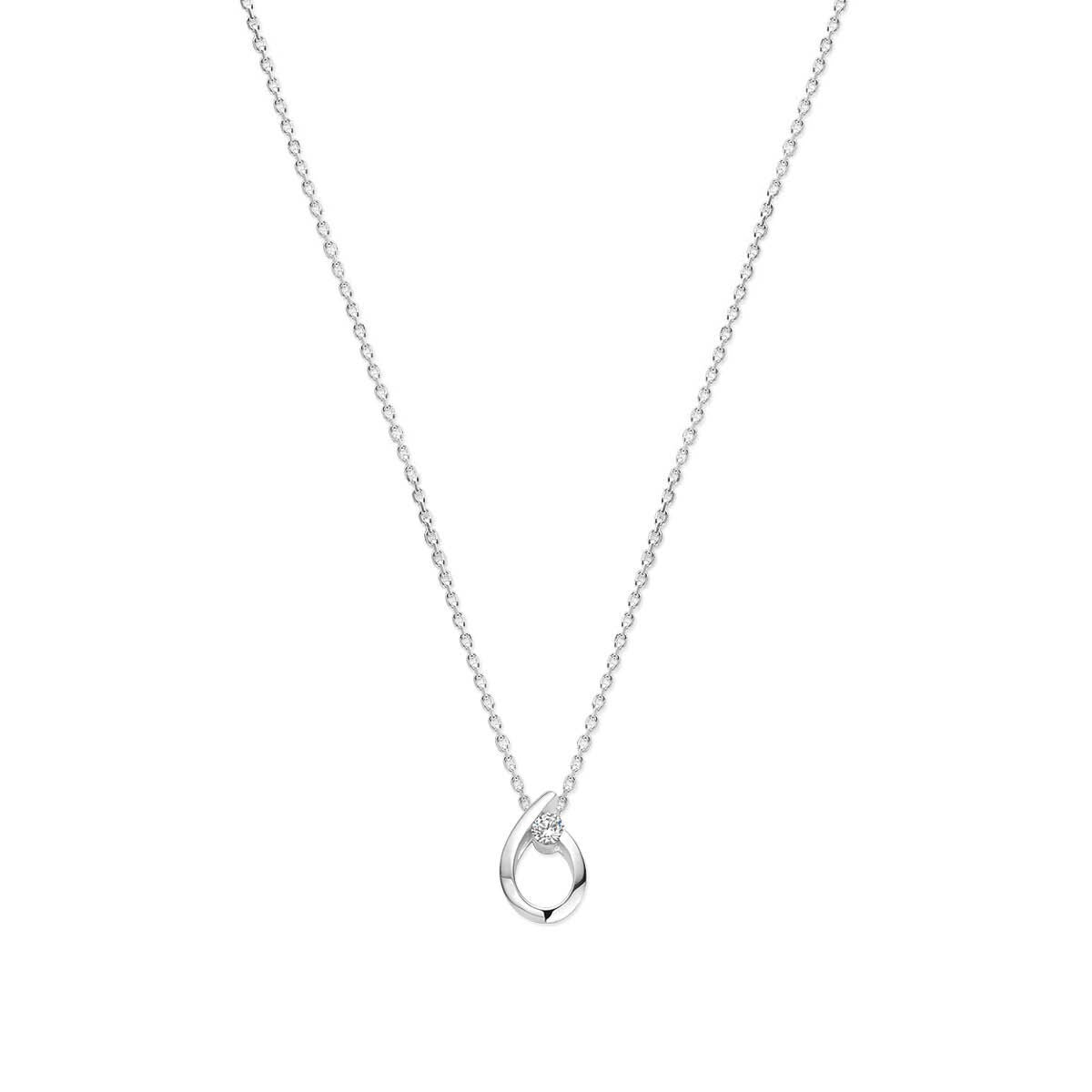 Halskette aus rhodiniertem Silber mit Zirkonia-Anhänger in Tropfenform