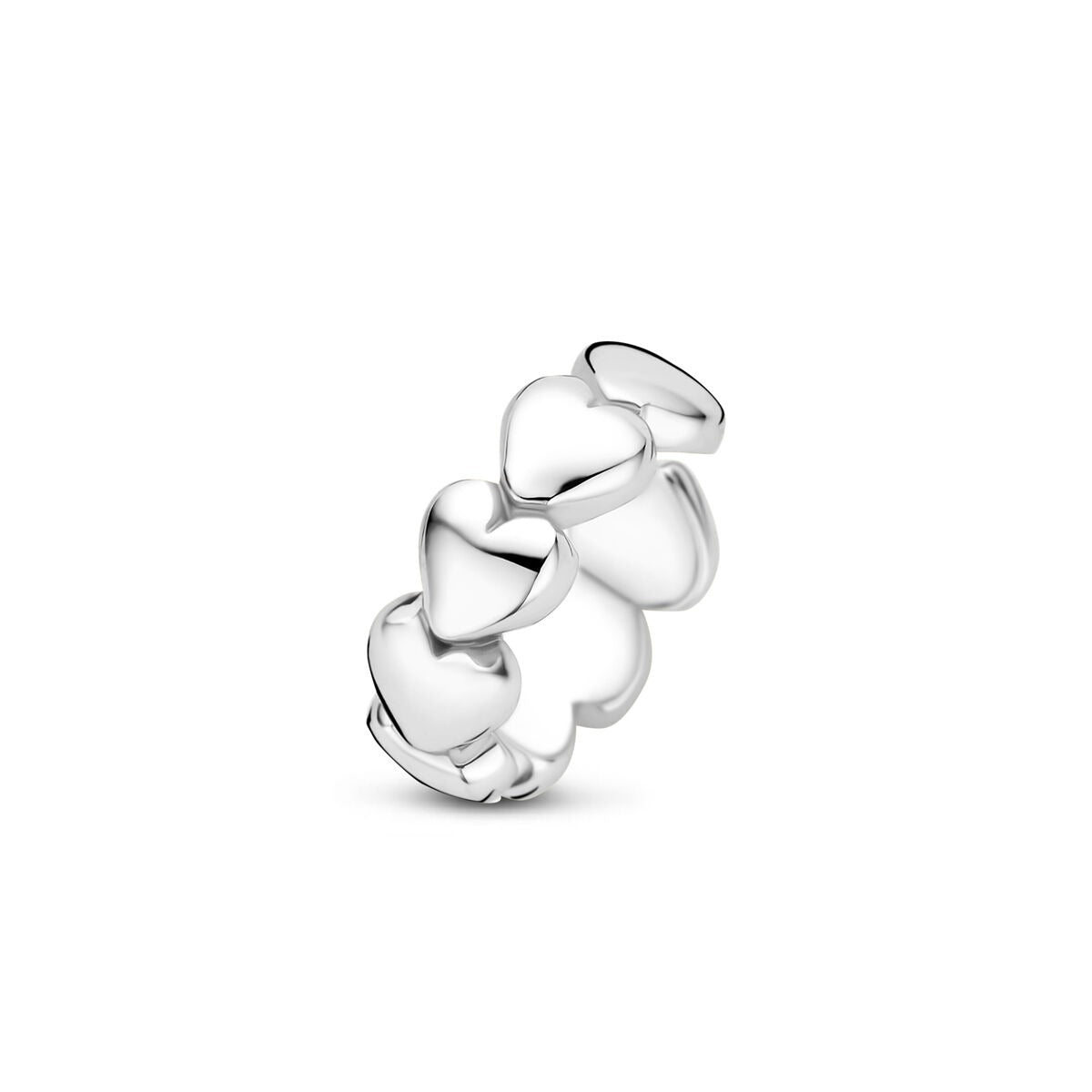 925 Silber Ear Cuff mit herzförmigen Elementen in glänzender Oberfläche