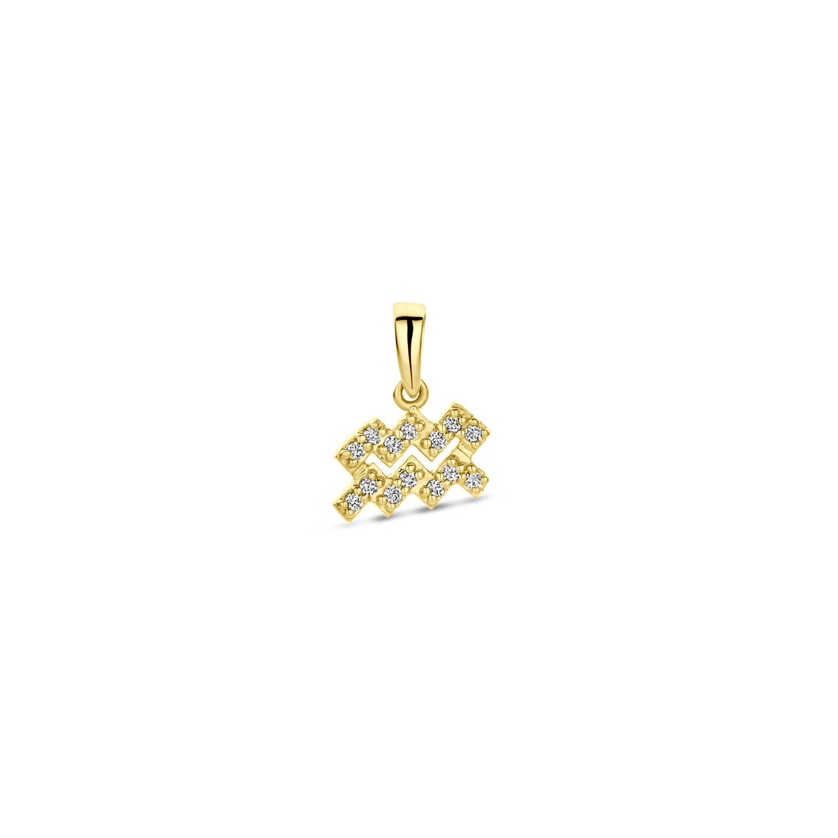 Sternzeichen-Anhänger aus 14k Gelbgold mit Diamanten, geometrisches Design in Gold mit funkelnden Steinen