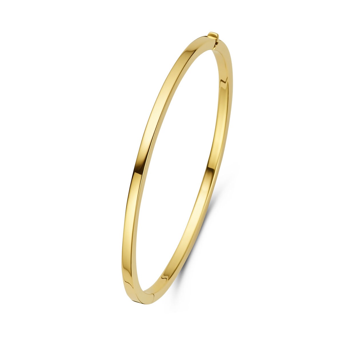 Damenbangle aus 14k Gold mit scharnierschnitt, schlichtes, rundes Design