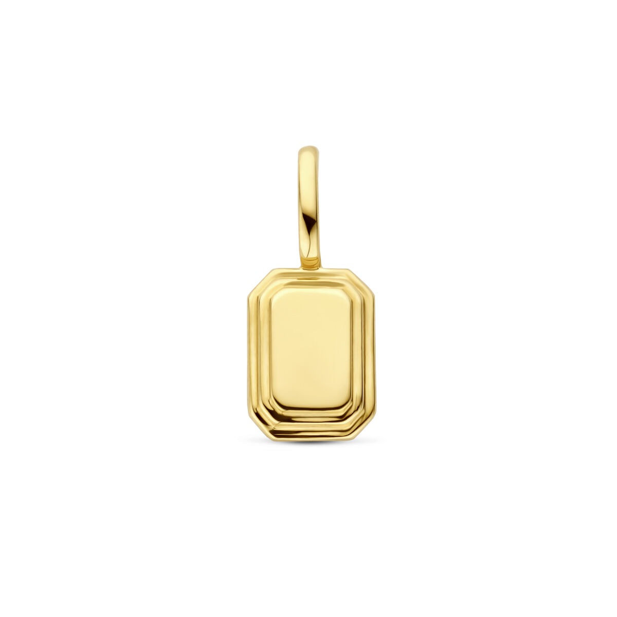 Gravuranhänger aus 14k Gelbgold in rechteckiger Form mit polierter Oberfläche