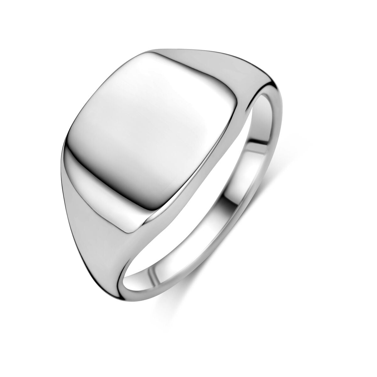 Gravur-Ring aus rhodiniertem 925er Silber mit glatter, polierter Oberfläche und abgerundeter Form
