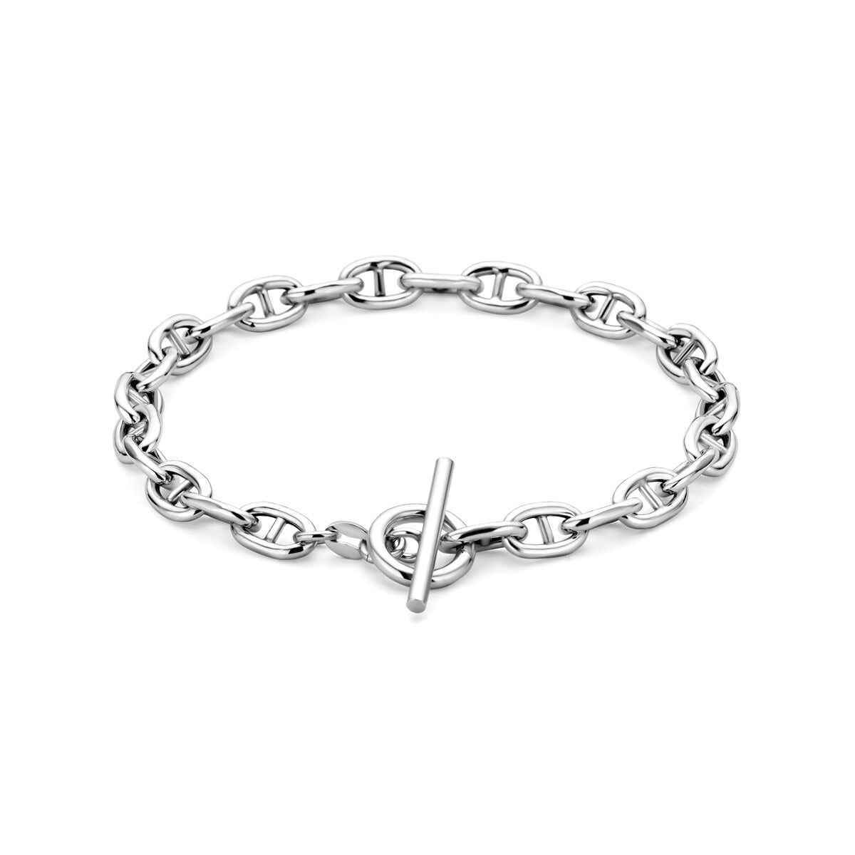 Silbernes Damenarmband mit rhodiniertem Ankerdesign und einem praktischen Kapittelslot