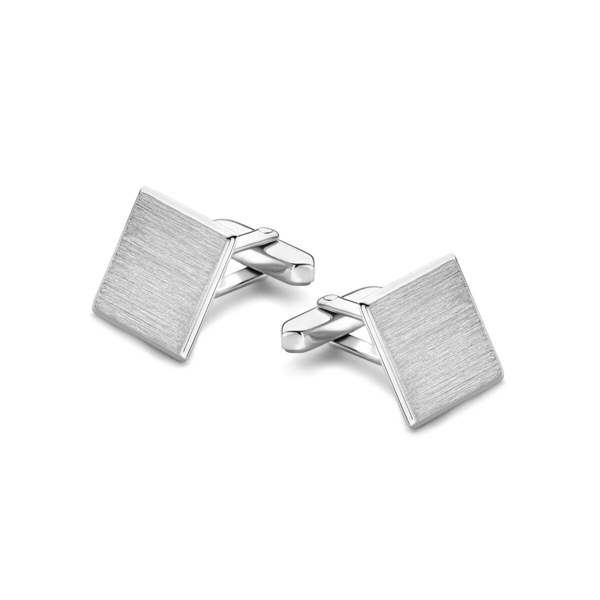 Silberne Manschettenknöpfe aus rhodiniertem 925 Silber mit polierter und matter Oberfläche