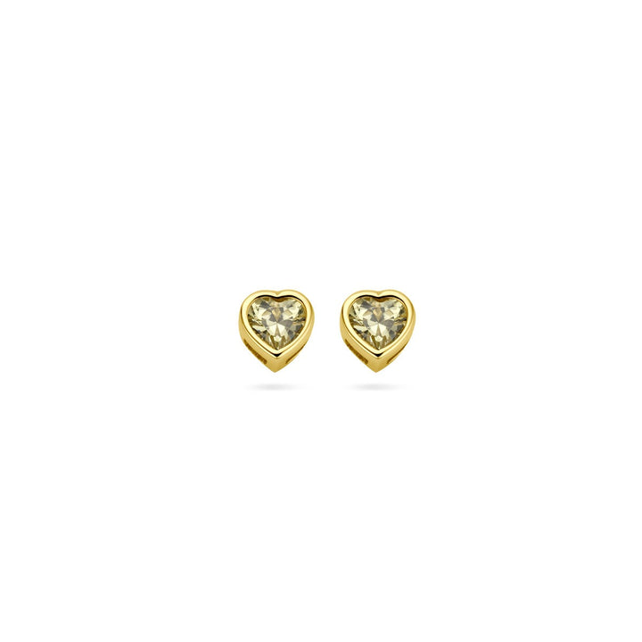 Ohrstecker Herz mit Zirkonia Geburtsstein 14K Gelbgold