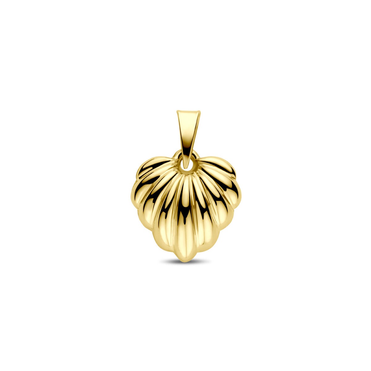 Herzanhänger aus 14k Gelbgold mit gewellter Oberfläche, Durchmesser 18 mm