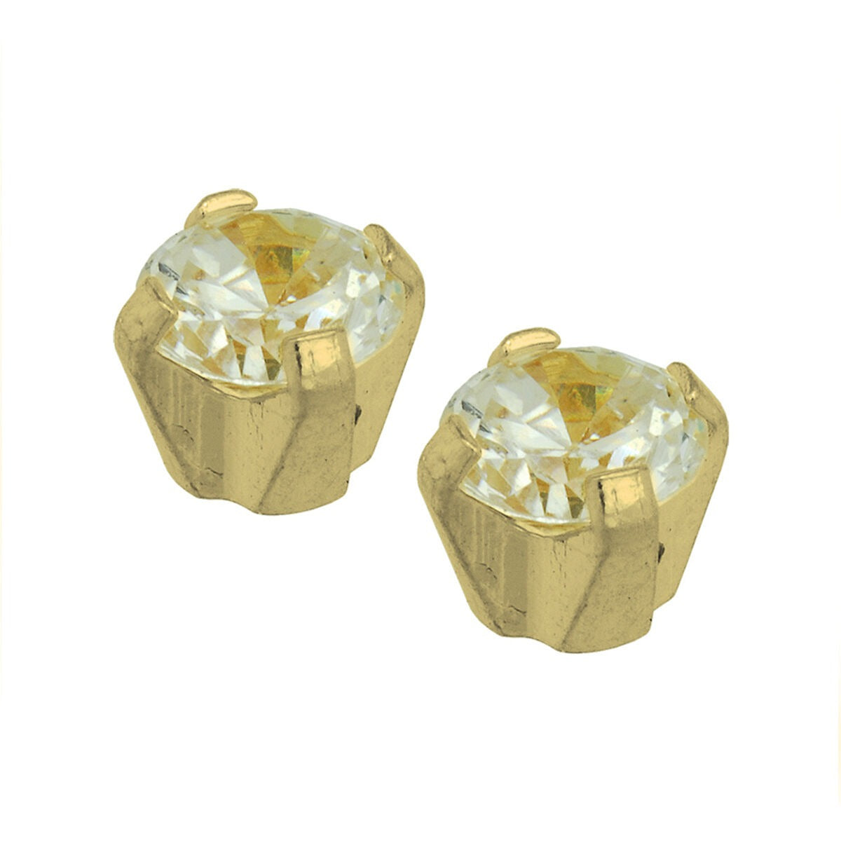 Schlichte Schietknöpfe mit Zirkonia in goldfarbener Fassung, für Push-Through-System