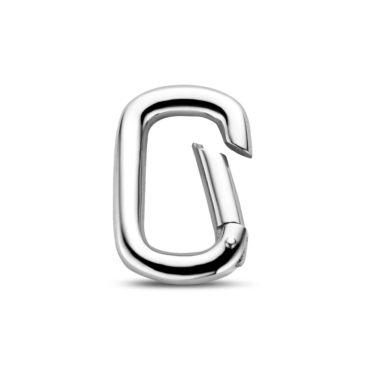 Connector aus 925 rhodiniertem Silber in Paperclip-Form mit glänzender Oberfläche