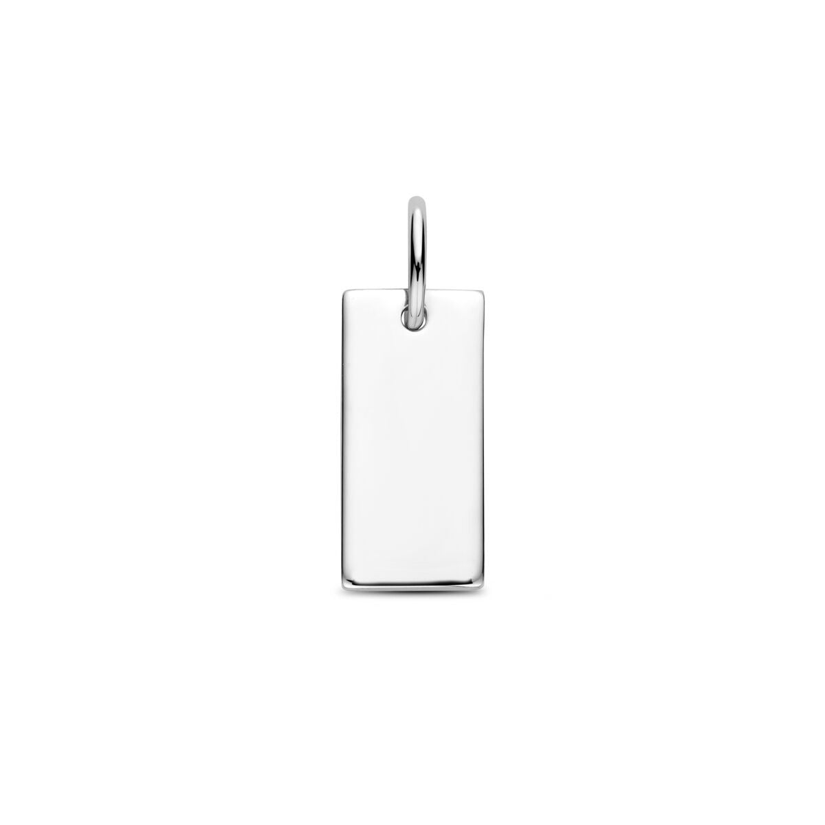 Gravuranhänger aus rhodiniertem 925 Silber in rechteckiger Form