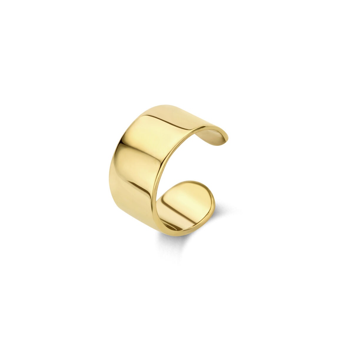 Ear Cuff aus 14k Gelbgold mit glatter, glänzender Oberfläche und offenem Design