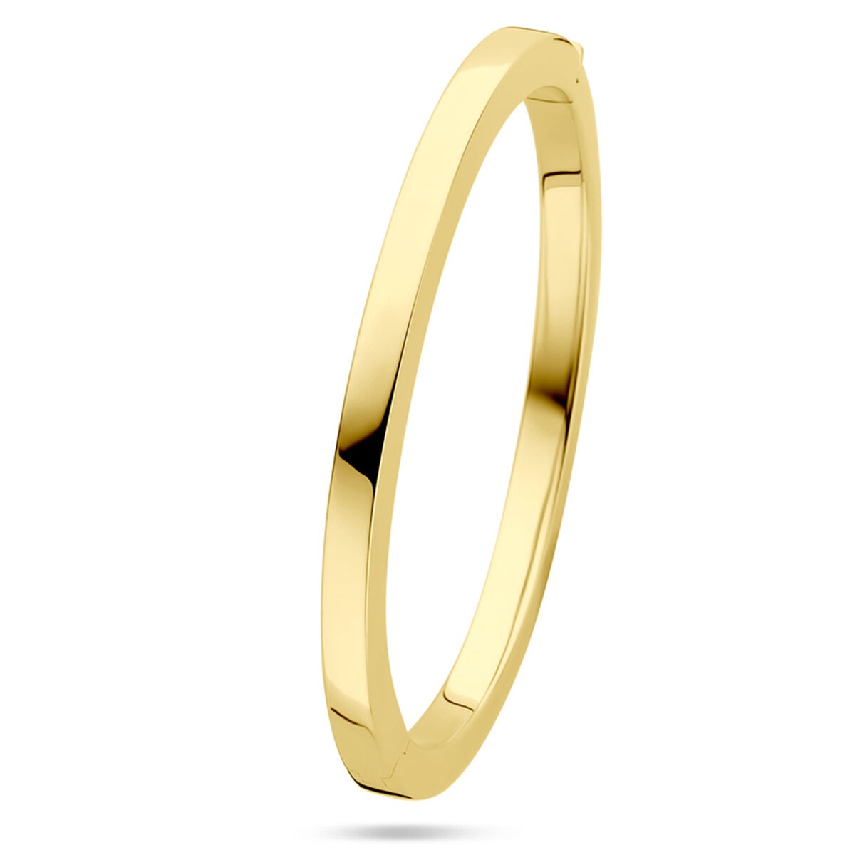 Bangle aus 14k Gelbgold, 5 mm breit, mit Scharniersicherung und glatter Oberfläche
