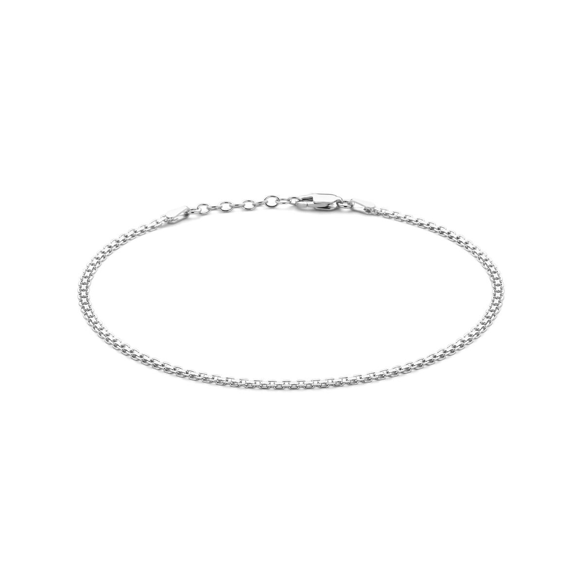 Silbernes Fußkettchen aus rhodiniertem 925 Silber mit Bismarck-Gliedern, 24–26 cm lang