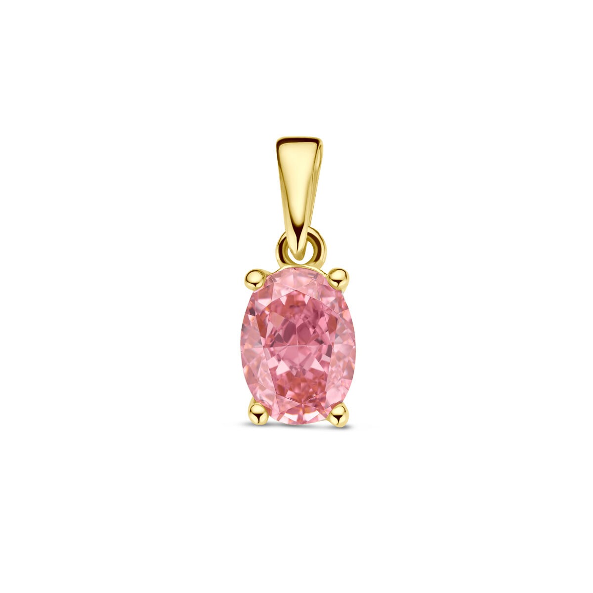 Hänger aus 14k Gelbgold mit ovaler Fassung und rosa Zirkonia