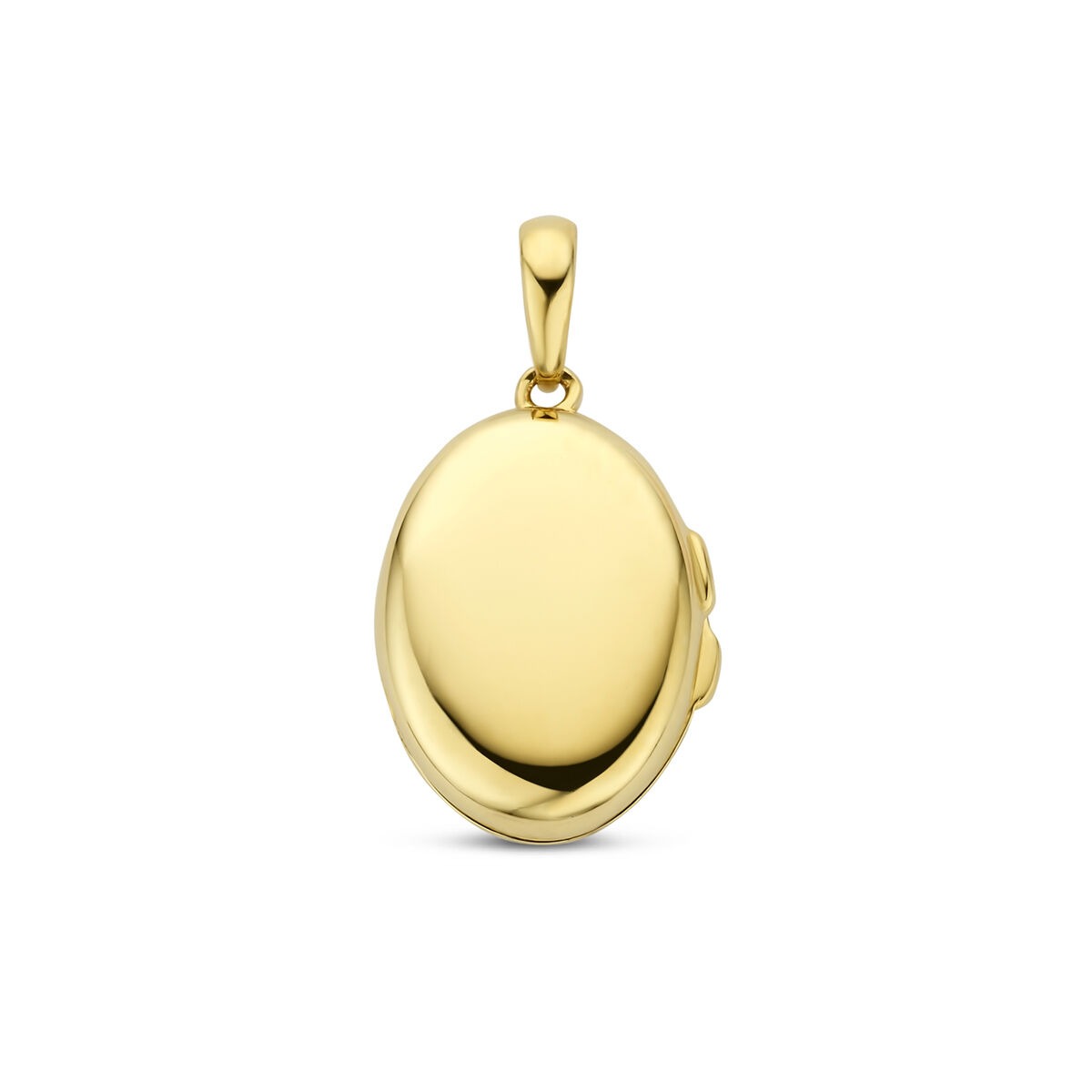 Ovale Medaille aus 14k Gelbgold mit glatter Oberfläche und schlichter Aufhängung