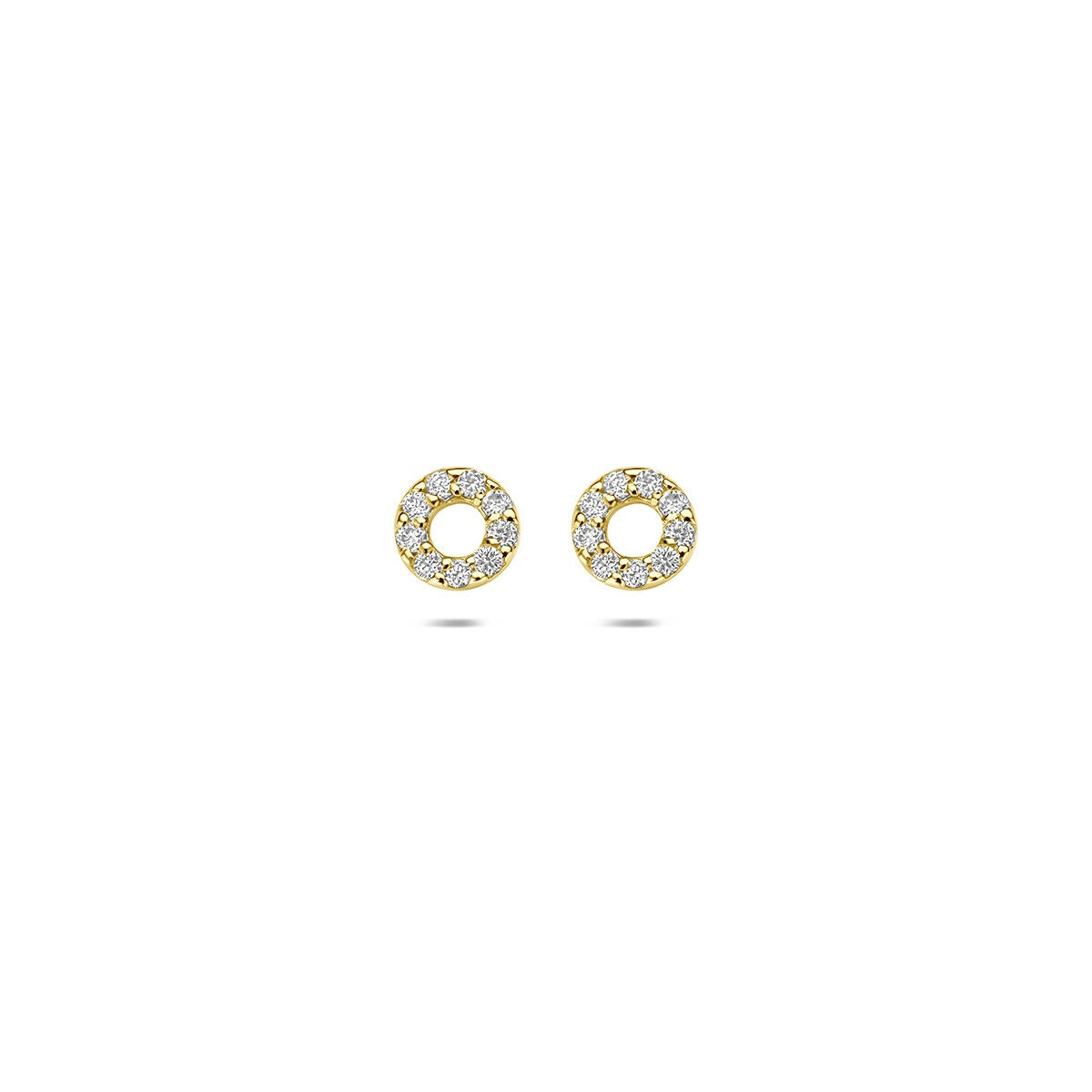 14k gelbgoldene Ohrstecker mit lab-grown Diamant 0,092 ct und kreisförmigem Design