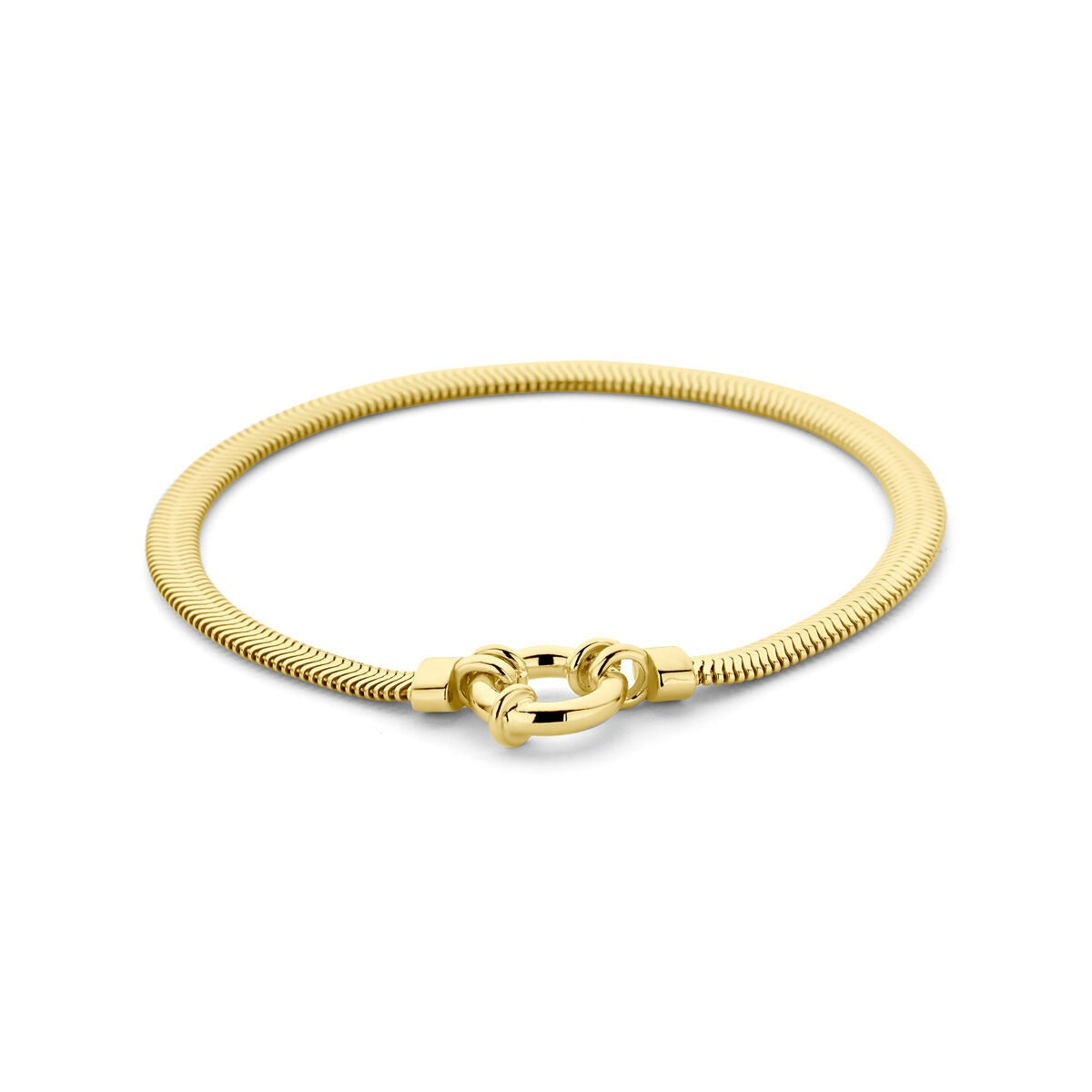 Vergoldetes 925 Silberarmband in schlanker, flacher Form mit einem runden Verschluss