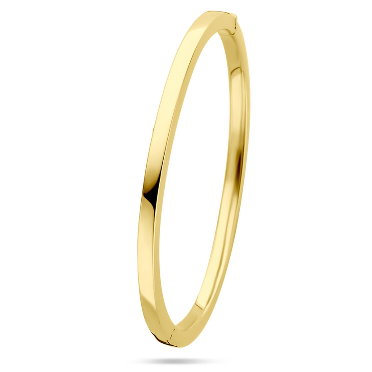 14k gelbgoldener Bangle – 4 mm breit, mit Scharnierschließe, glatte Oberfläche